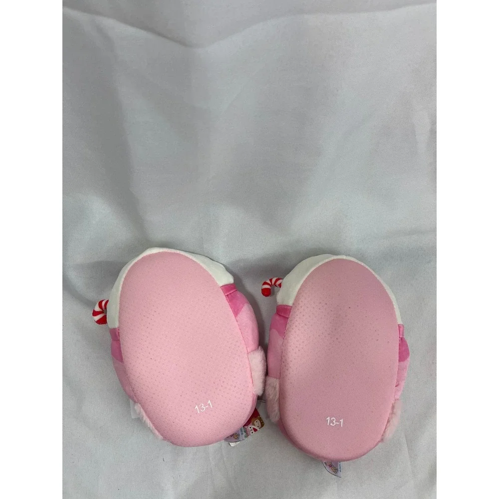 Squishmallows Peppermint Hot Cocoa Pink Plush Slippers Kids Size 13/1 NWT